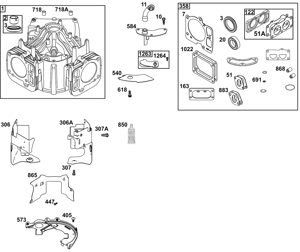 Cylinder Group Diagram and Parts List for 49R977-0016-G1  Briggs and Stratton Engine